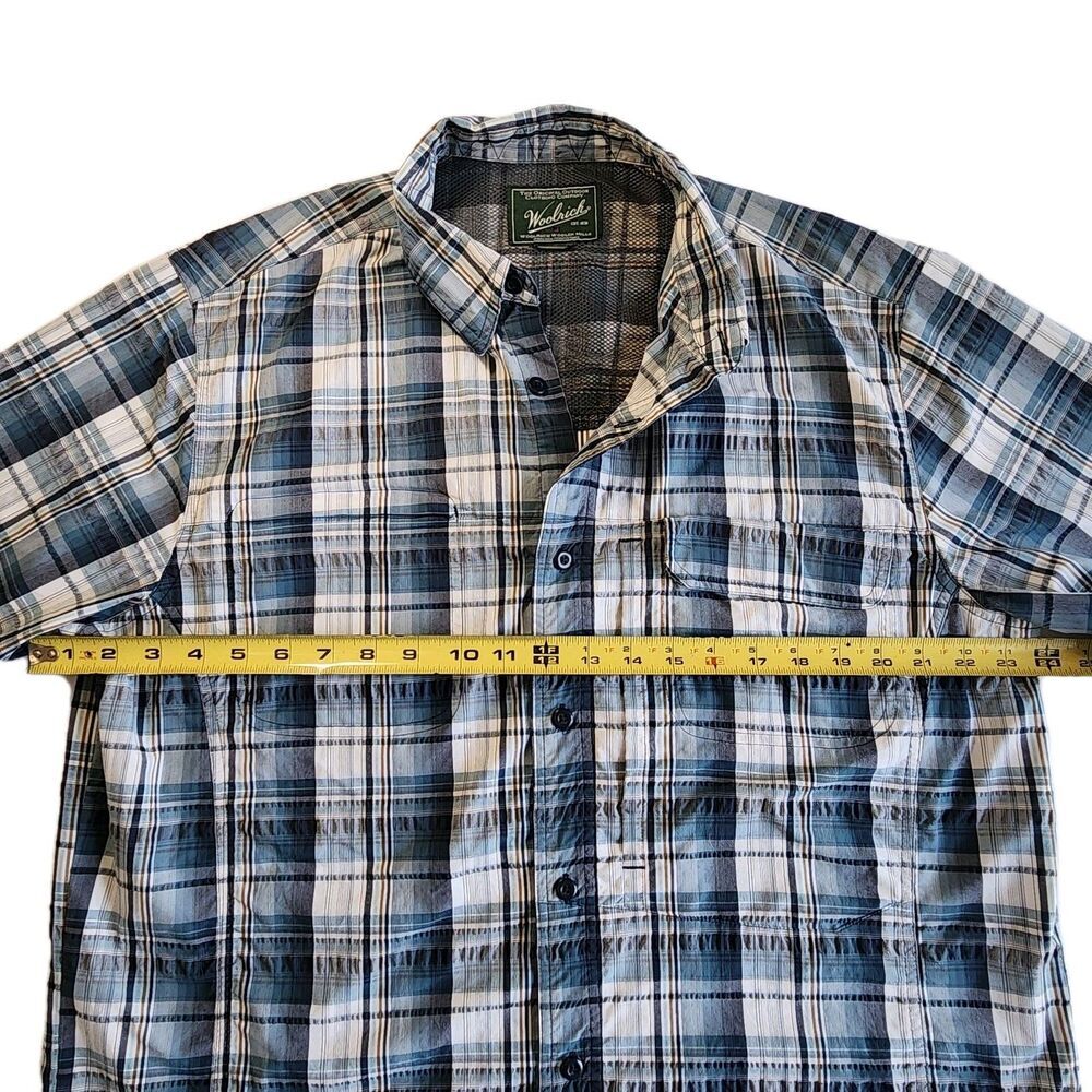 Woolrich Vintage Shirt L Gray Blue Organic Cotton Western Style - Picture 5 of 7